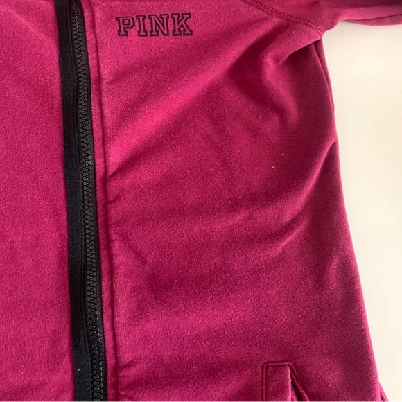 PINK Victoria’s Secret Burgundy Full Zip Asymmetrical Hoodie Size Medium - Picture 12 of 15